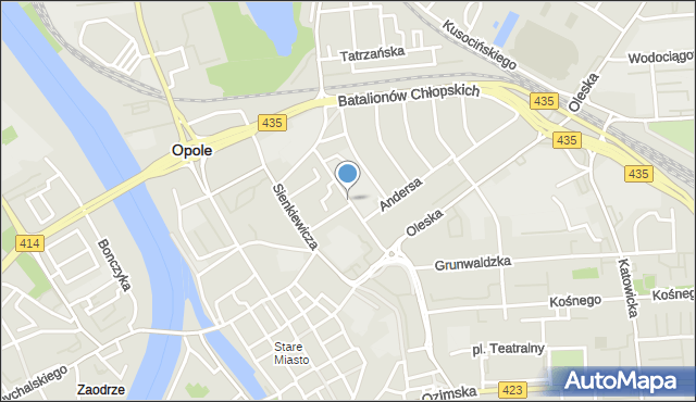 Opole, Waryńskiego Ludwika, mapa Opola