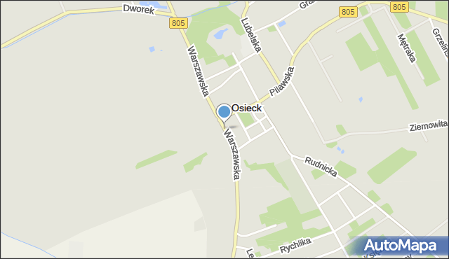 Osieck, Warszawska, mapa Osieck