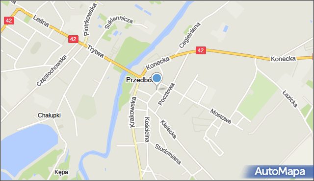Przedbórz powiat radomszczański, Warszawska, mapa Przedbórz powiat radomszczański