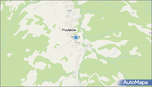 Przyłęków, Waligórska, mapa Przyłęków