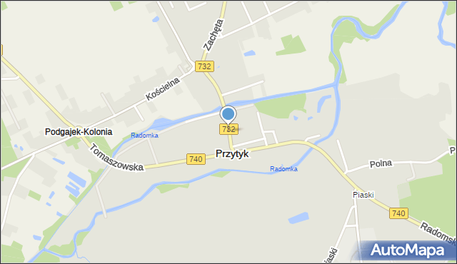 Przytyk, Warszawska, mapa Przytyk