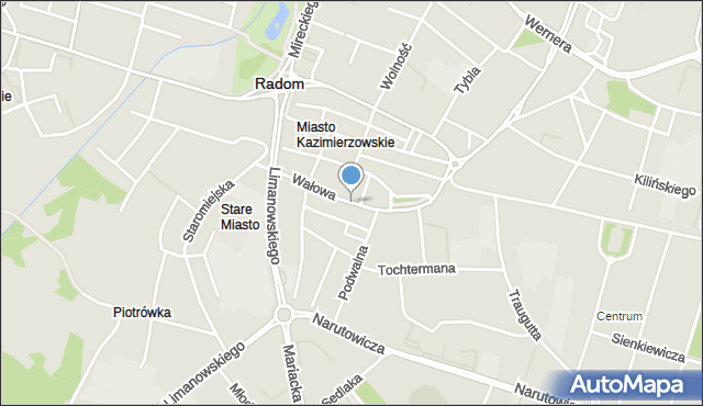 Radom, Wałowa, mapa Radomia