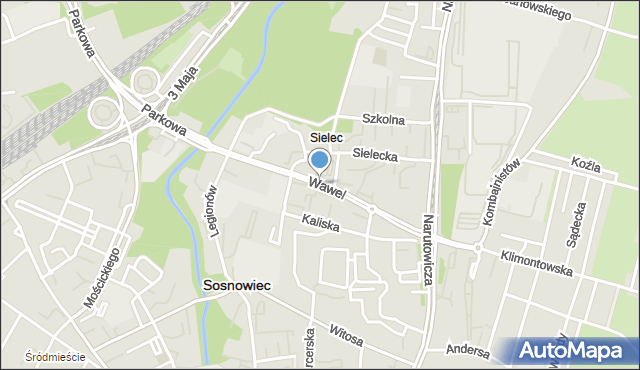 Sosnowiec, Wawel, mapa Sosnowca