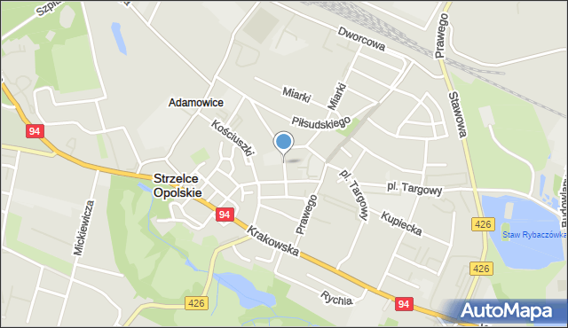 Strzelce Opolskie, Wajdy Józefa, ks., mapa Strzelce Opolskie