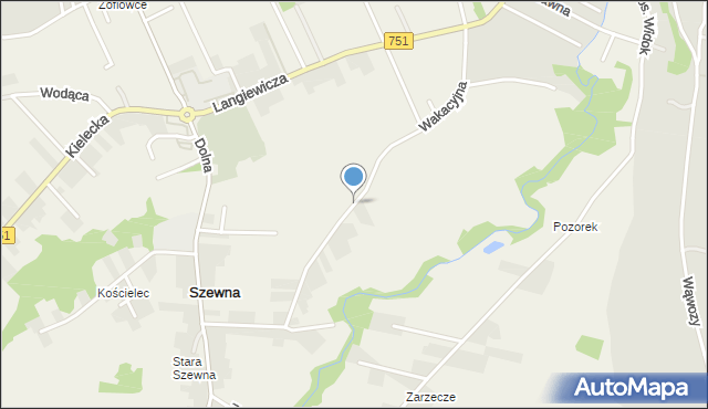 Szewna, Wakacyjna, mapa Szewna