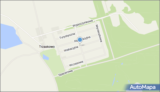 Trzaskowo, Wakacyjna, mapa Trzaskowo