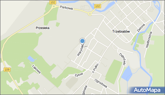 Trzebiatów powiat gryficki, Waryńskiego Ludwika, mapa Trzebiatów powiat gryficki