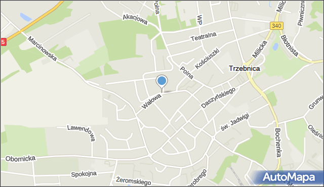 Trzebnica, Wałowa, mapa Trzebnica