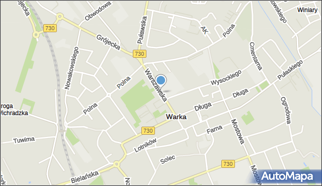 Warka, Warszawska, mapa Warka