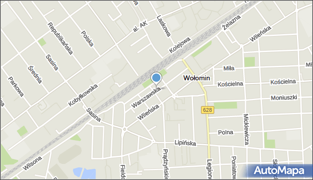 Wołomin, Warszawska, mapa Wołomin