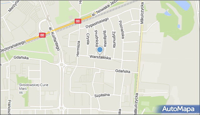 Zabrze, Warszawska, mapa Zabrza