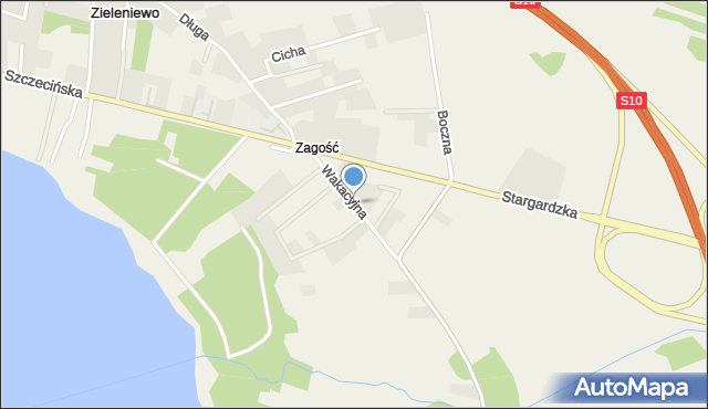 Zieleniewo gmina Kobylanka, Wakacyjna, mapa Zieleniewo gmina Kobylanka