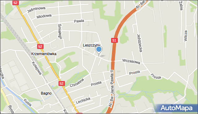 Bielsko-Biała, Wczasowa, mapa Bielsko-Białej