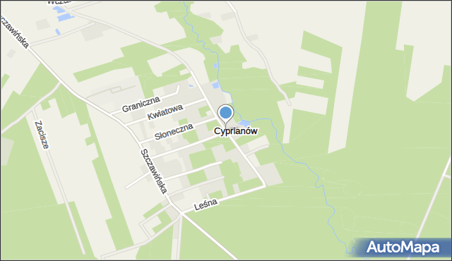 Cyprianów, Wczasowa, mapa Cyprianów