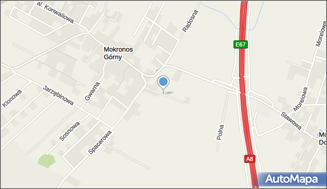 Mokronos Górny, Wczasowa, mapa Mokronos Górny