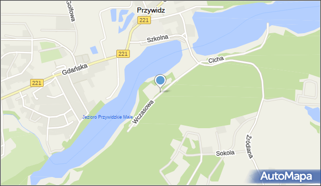 Przywidz powiat gdański, Wczasowa, mapa Przywidz powiat gdański