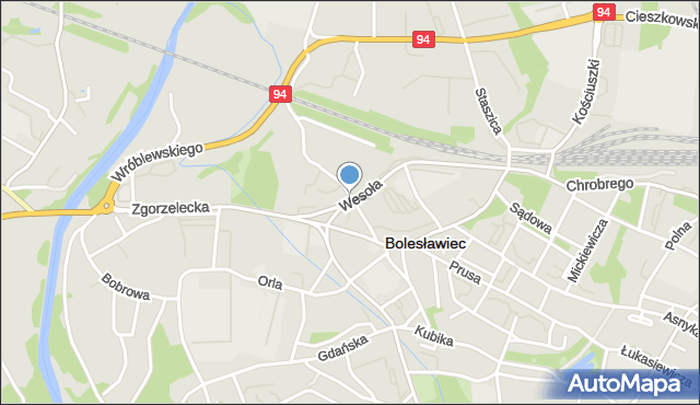 Bolesławiec, Wesoła, mapa Bolesławca