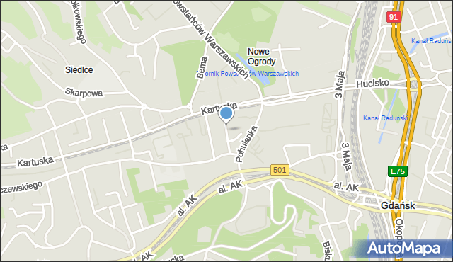 Gdańsk, Wesoła, mapa Gdańska