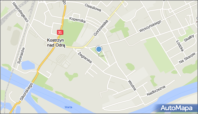 Kostrzyn nad Odrą, Wędkarska, mapa Kostrzyn nad Odrą