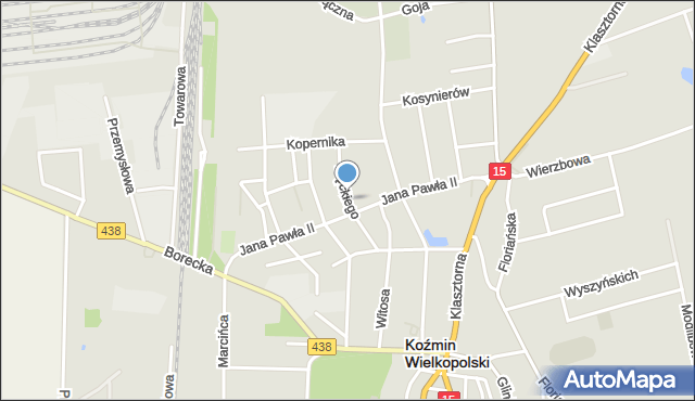 Koźmin Wielkopolski, Węckiego Józefa, mapa Koźmin Wielkopolski