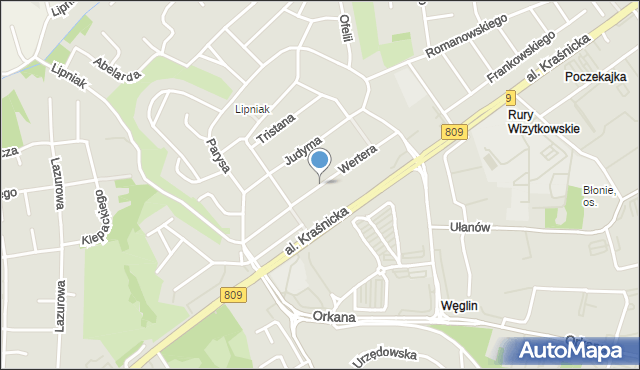 Lublin, Wertera, mapa Lublina