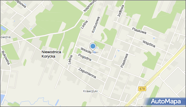 Niewodnica Korycka, Wesoła, mapa Niewodnica Korycka