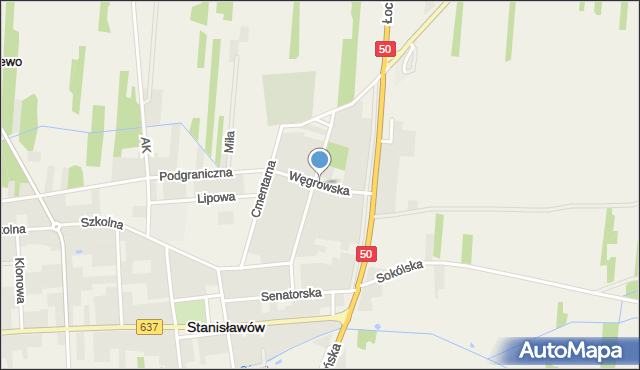 Stanisławów powiat miński, Węgrowska, mapa Stanisławów powiat miński