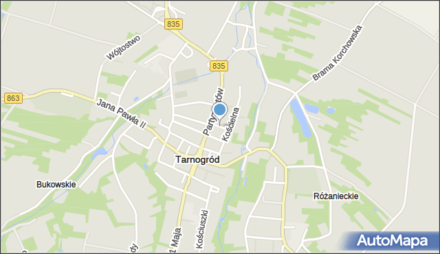 Tarnogród, Wesoła, mapa Tarnogród