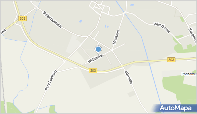 Babimost, Wiśniowa, mapa Babimost