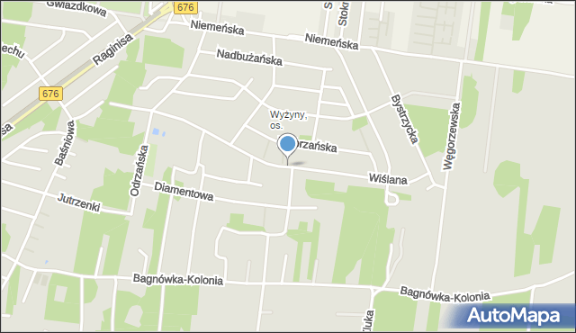 Białystok, Wiślana, mapa Białegostoku