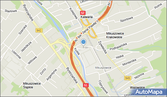 Bielsko-Biała, Wiklinowa, mapa Bielsko-Białej