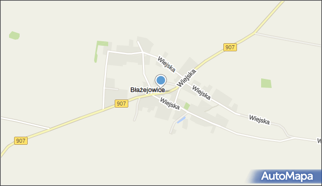 Błażejowice gmina Wielowieś, Wiejska, mapa Błażejowice gmina Wielowieś
