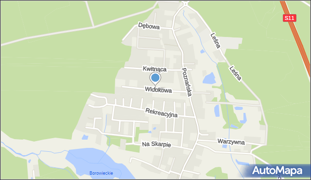 Borowiec gmina Kórnik, Widokowa, mapa Borowiec gmina Kórnik