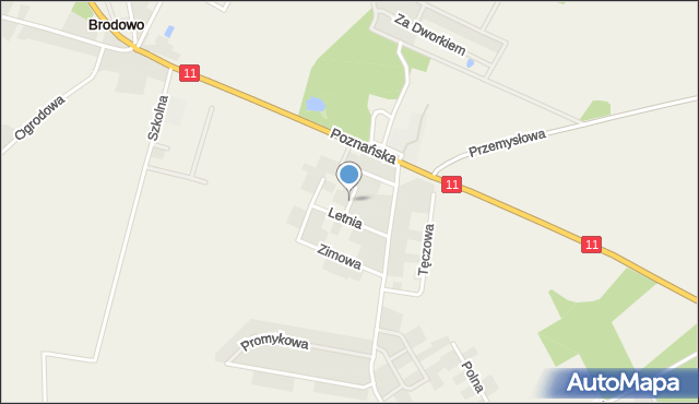 Brodowo gmina Środa Wielkopolska, Wiosenna, mapa Brodowo gmina Środa Wielkopolska