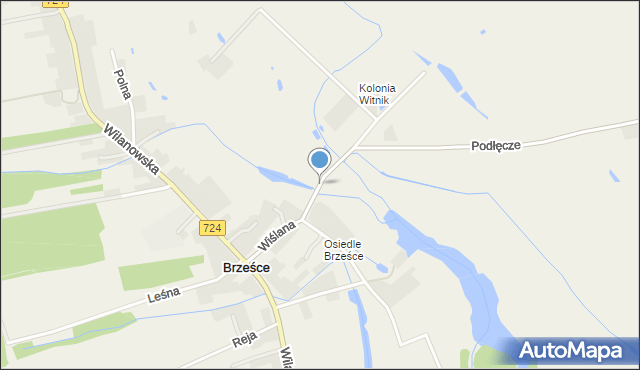 Brześce gmina Góra Kalwaria, Wiślana, mapa Brześce gmina Góra Kalwaria