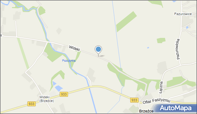 Brzeźce gmina Pszczyna, Wideki, mapa Brzeźce gmina Pszczyna