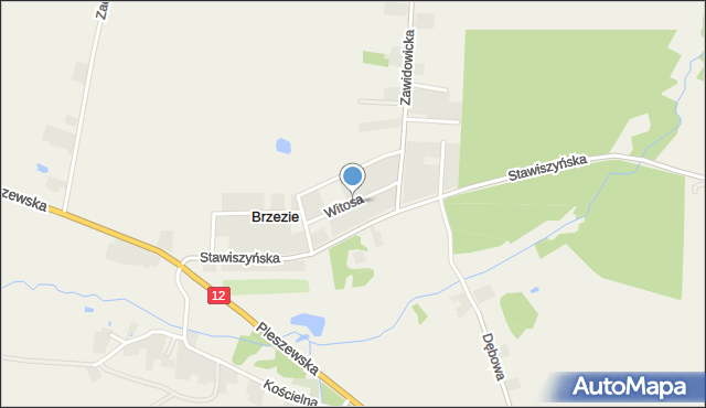 Brzezie gmina Pleszew, Witosa Wincentego, mapa Brzezie gmina Pleszew