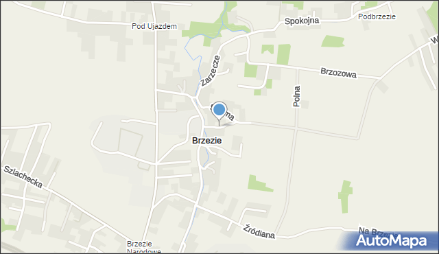 Brzezie gmina Zabierzów, Wiśniowa, mapa Brzezie gmina Zabierzów
