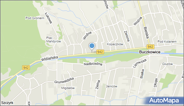 Buczkowice, Wiślańska, mapa Buczkowice