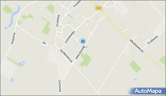 Ciechanowiec, Wierzbowa, mapa Ciechanowiec