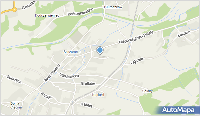 Cięcina, Wiśniowa, mapa Cięcina