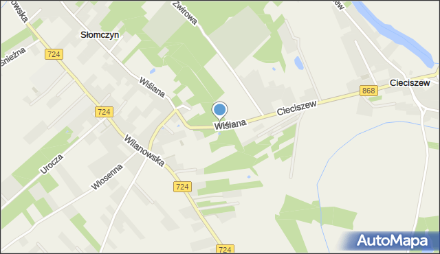 Cieciszew, Wiślana, mapa Cieciszew