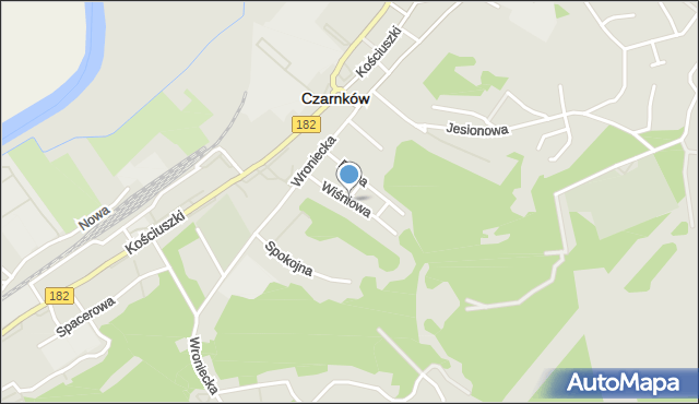 Czarnków, Wiśniowa, mapa Czarnków