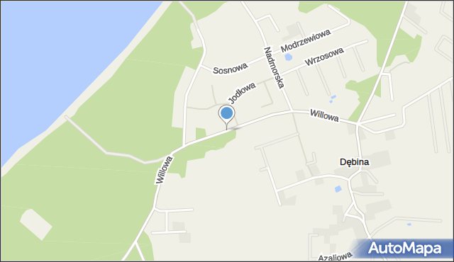 Dębina gmina Ustka, Willowa, mapa Dębina gmina Ustka