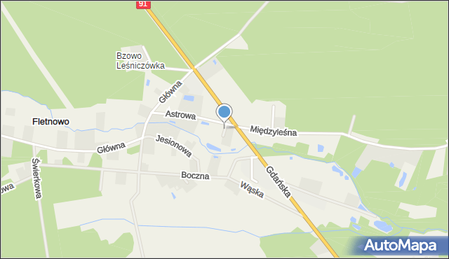 Fletnowo, Wierzbowa, mapa Fletnowo