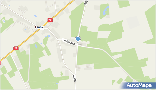 Frank, Wiklinowa, mapa Frank