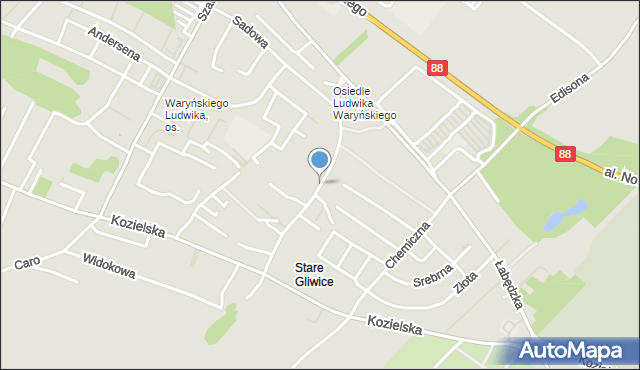 Gliwice, Wiejska, mapa Gliwic