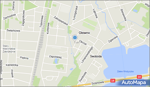 Głowno, Wilcza, mapa Głowno