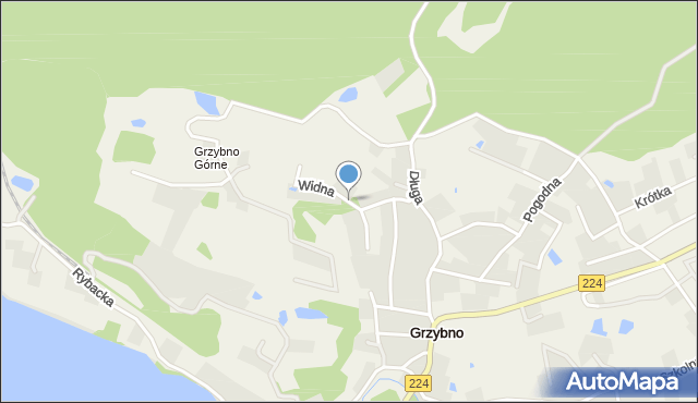 Grzybno gmina Kartuzy, Widna, mapa Grzybno gmina Kartuzy