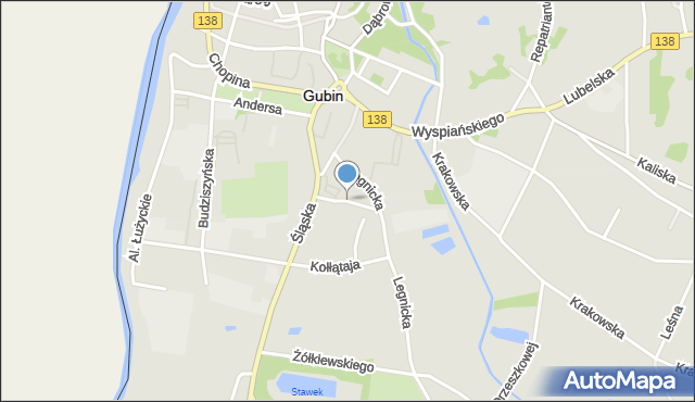 Gubin, Wieniawskiego, mapa Gubin